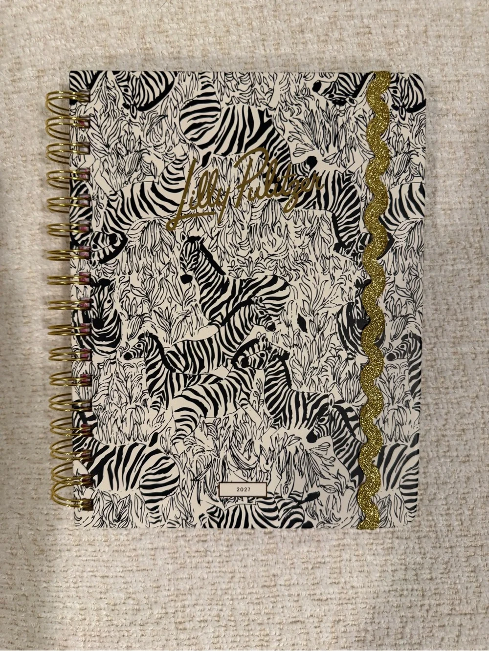 Lilly Pulitzer Black & White Zebra Large Planner Agenda w Gold Accents 2027 NEW